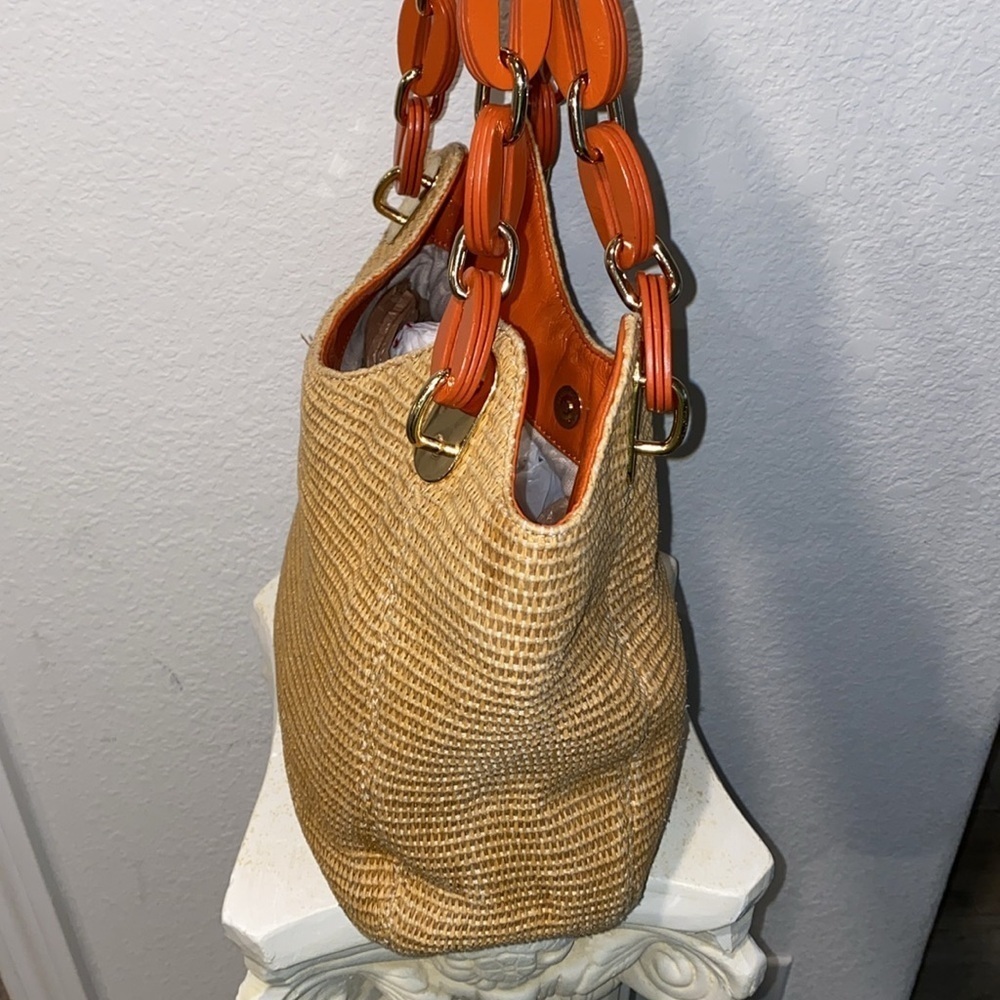 Michael Kors Lillie Woven Shoulder Bag - Orange Tan - Picture 6 of 10